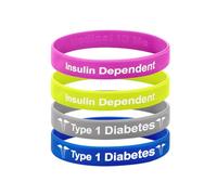 4 PACK Type 1 Diabetes Insulin Dependent Children's Teen Adults Bracelet Medical Alert Awareness Wristband (XL (21cm))