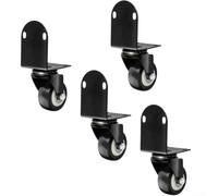 4 Pack Type L Side Mount Castors Polyurethane Swivel Wheels 50kg Load Furniture Trolley Casters Black Silent Rolling Hardware