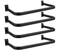 4 Pack U-Shaped Hangrail for Slat Wall Tubing Handrail 24 Inch Wide Black Metal Handrail for Slatwall Retail Displays Bracket Clothing Rack Home Use (4, Black)