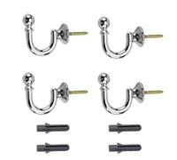 4 Pack U-Shaped Heavy Duty Metal Curtain Tieback Hooks,Aluminum Alloy Window Drapery Holdback Wall Hooks,Clothes Coat Keys Towel Hanger Holder for Home Decor,Silver