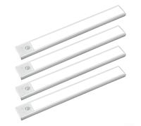 4-Pack Ultra-Slim LED Motion Sensor Lights, for battery Operated Wireless Magnetic Cabinet Lights with 3 Lighting Modes, 20cm Under Counter Lamp for Kitchen, Wardrobe & Stairs(White)