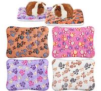 4 Pack Ultra Soft Dog Cat Bed Mat with Cute Prints Reversible Fleece Dog Crate Kennel Pad Cozy Washable Thickened Hamster Guinea Pig Pet Bed Mat for Small Animals(13 x 10 Inches,Vivid Color)