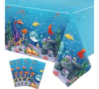 4 Pack Under The Sea Tablecloths Ocean Waves Underwater Table Cover Ocean Animals Table Cloth Ocean Sea Life Tablecloth Ocean Animal Table clothes for Fishing Summer Beach Pool Birthday Party Supplies