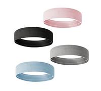 4 Pack Unisex Sports Headbands, Non-Slip Elastic Headbands, Moisture-Wicking Sweatbands for Running, Gym, Cycling, Yoga, Basketball (Black, Gray, Blue, Pink)