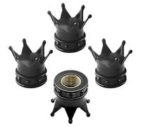 4 Pack Universal Dust Caps for Car and Bike Tyre Valve - Durable Replacement Tyre Valve Caps, Black Waterproof Tire Valve Stem Covers with Airtight O-Ring Seal, Crown Shape Design