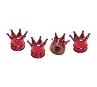 4 Pack Universal Dust Caps for Car and Bike Tyre Valve - Durable Replacement Tyre Valve Caps, Red Waterproof Tire Valve Stem Covers with Airtight O-Ring Seal, Crown Shape Design