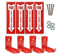 4 Pack Universal Fire Extinguisher Bracket and 4 Fire Extinguisher Safety Sticker Signs,5 to 20lb Fire Extinguisher Mount for Dry Chemical and Water Extinguishers