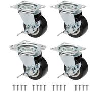 4-Pack Universal PVC C Wheels 2" with Brake & Silent Heavy-Duty Furniture Cs for Trolleys 1"/1.25"/2" Options Ideal for Smooth Movement