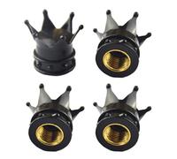 4 Pack Universal Tire Valve Stem Caps, Black Waterproof Dust Covers with Airtight O-Ring Seal - Crown Design for Car, Bike, Motorcycle, SUV, Truck Tires