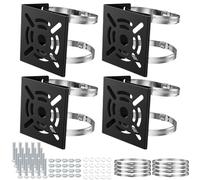 4 Pack Universal Vertical Pole Mount, Heavy Duty Steel Wall Bracket for Security Camera with 8 Adjustable Loops, Fit 0-3.9 Inch Posts, Ideal for CCTV Solar Panel LED Stage Light, Ivory Finish