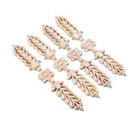 4-Pack Unpainted Wood Appliques Onlays 24.5x3.5cm/9.65"x1.38" for Furniture Decoration, Leaf Flower Center Side Decal for Cabinet Bed Wall Ceiling Frame Corner