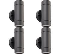 4 PACK Up & Down Twin Outdoor IP44 Wall Light - 2 x 7W GU10 LED - Anthracite