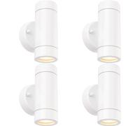 Loops 4 PACK Up & Down Twin Outdoor IP44 Wall Light - 2 x 7W GU10 LED - Gloss White Loops White
