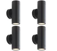 4 PACK Up & Down Twin Outdoor Wall Light - 2 x 7W LED GU10 - Satin Black