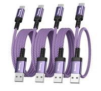 4-Pack USB-C Fast Charging Cables (1M+1M+2M+2M) | Ultra-Durable 3A Nylon Braided, Lifetime Reliability for iPhone 15 Pro Max/Plus, Samsung S24/S23, Huawei P40/P30, Google Pixel, Tablets & More