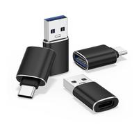 4 Pack USB C to USB Adapter,USB-A 3.0 Female to USB-C Male Adapter x2 + Type-C Female to USB-A Male Converter x2, Fast Charge and Sync Converter for iPhone 16 15 Pro Max/Mac-Book/AirPods 4/iPad