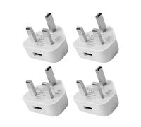 4 Pack USB Plug Charger, UK 3 Pin Mains Phone Charger Plug, 5V 1A 5W Compact Phone Fast Charger, Compatible with i-Phone i-Pad Mini Air i-Pods Samsung Lenovo Sony ASUS Note 3 Nokia and more