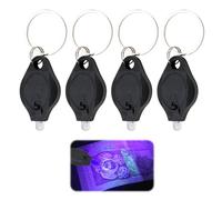 4 Pack UV Counterfeit Money Detector Torch Note Checker Mini LED Keychain Flashlight with Blacklight for Banknotes Passports ID Cards Portable Waterproof Design for Travel Home Professional Use,Black
