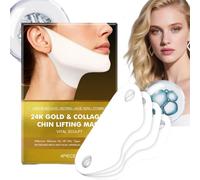 4-Pack V-Line Lifting Collagen Face Mask with Hyaluronic Acid&Vitamin E,Neck Masks for Wrinkles Collagen,24K Gold&Collagen Jowl Tightening&Chin Lift Strap for Firming,Anti-Wrinkle&Hydrating Skincare