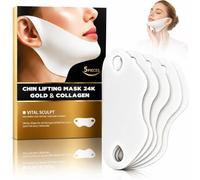 4 Pack V-Line Lifting Face Mask, 24K Gold & Collagen Jawline Shaper with Hyaluronic Acid & Vitamin E, Double Chin Reducer & Neck Firming Mask for Sagging Skin, for Women & Men White
