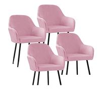 4-Pack Velvet Dining Chair Covers with Armrests, Scandinavian Style, Pink, Stretchable Slipcovers for Dining Room & Desk Chairs, Easy to Install, Durable Protection