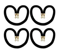 4 Pack Velvet Rope Barrier with Golden Hooks, 4ft Black Stanchion Rope for Hotels, Cinema, Event Decoration, Grand Openings, Red Carpet Events, Crowd Control