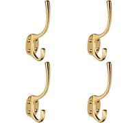 4x Victorian Hat & Coat Hook on Oval Backplate 64mm Projection Satin Brass