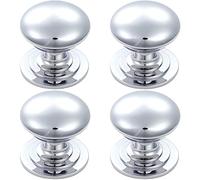 4 PACK | Victorian Round Cupboard Door Knob - 50mm Dia - Polished Chrome Cabinet Handle | Small Cupboard Door Knob - Wardrobe Cabinet Pull Handle - Suitable for Lightweight Internal Doors