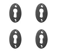 4 Pack Vintage 50mm Black Oval Escutcheon for Doors and Cabinets - Key Hole Cover