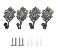 4 Pack Vintage Drapery Curtain Holdbacks Tieback Hooks 3D Flower Retro Ornate Style Rose Pattern Chic Key Hooks Holder Coat Rack Wall Mount Gold Vintage Hook for Hanging Coats (Bronze)