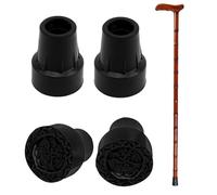 4 Pack Walking Stick Rubber Ends, Crutches Ferrules for Adults, Cane Tip For 19 Mm Diameter, Anti Slip Rubber Replaces Ends, Walking Sticks Canes, Sticks(Black Flower Base)