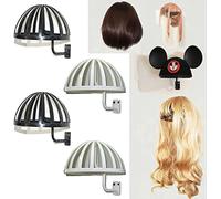4 Pack Wall Mount Hanging Wig Stand, Wig Drying Holders, Plastic Wigs and Hats/Cap Rack Styling Drying Display Hangers, hold the shape of the wig and are EASY TO MOUNT. (2 Black+2 White)
