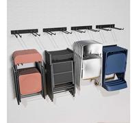4 Pack Wall Mounted Folding Chair Storage Rack, Multifunctional Garage/Garden Tool Hanger, Commercial Foldable Chairs Organizer Hooks