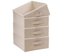 4 Pack Wardrobe Storage Organiser Box for Clothes Shelves Foldable Fabric | Pack of 4 Storage Baskets with handle, Large size 39x28x14 cm Cubes for toys underwear bras socks