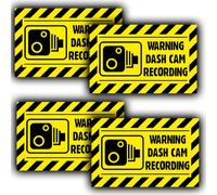 4 Pack - Warning Dash Cam Recording Stickers - Car Taxi Cab Vinyl Decals - Window Sticker