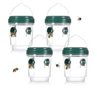 4 Pack Wasp Trap, Outdoor Hanging Wasp Catchers, Reusable Trap Catcher Killers Outdoor Hanging for Jacket, Hornet and Bee Flying Insect (Green)