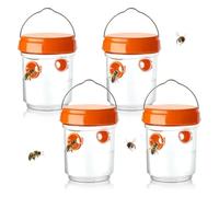 4 Pack Wasp Trap, Outdoor Hanging Wasp Catchers, Reusable Trap Catcher Killers Outdoor Hanging for Jacket, Hornet and Bee Flying Insect (Orange)