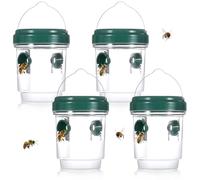 4 Pack Wasp Traps,Wasp Trap Outdoor Hanging,Pest Control Traps,Carpenter Bee Traps for Outside,Insect Control, Waterproof Reusable,Wasps Deterrent Insect Catcher (Green)