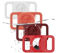 4 Pack Waterproof AirTag Dog Collar Holder Compatible with Apple AirTag, Silicone Hidden Loop Holder for Airtag Tracker, Anti-Lost Dog Collar Air Tag Accessories(Orange,White,Red,Dark Red)