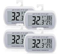 4 Pack Waterproof Digital Refrigerator Thermometer Large LCD, Freezer Room Thermometer with Magnetic Back, No Frills Easy to Read