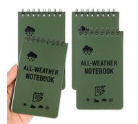 4 Pack Waterproof Notebook, 3x5 Pocket Notepads, All Weather Police Notepad, Mini Notebooks Bulk with Lined Pages, Mini Spiral Notepad 50 Sheets per Notebook for Outdoor Home Office School (Green)