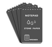 4 Pack Weatherproof Spiral Notepads A7 Waterproof Stone Paper Pocket Notebooks, Grid Pattern, Hard Cover with IN & CM Scales, Small All Weather Steno Pads for Travel, Field (3" x 5", Grey)