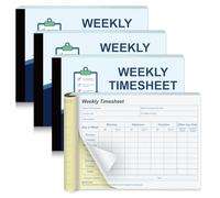 4 Pack Weekly Timesheet Duplicate Book 2 Part A5 Carbonless Employee Timesheet Pad 50 Set NCR Daily Time Work Record Duplicate Book for Small Businesses Trades Freelancers