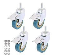 WeFoonLo 4 Pack, Locking Threaded Stem Mount Swivel Caster Rotation Non-Marking Polyurethane Castor Wheel and Brake for trolley, Carts, Furniture, Dolly, Workben (Threaded Stem: M10x 30mm)