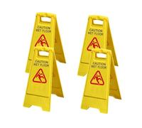 4 Pack Wet Floor Caution Sign, 25" Tall Double-Sided Safety Warning Sign, Windproof & Durable PP Plastic Foldable Floor Sign for Cleaning, Maintenance, Indoor & Outdoor Use