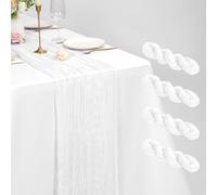 4 Pack White Cheesecloth Table Runner 21 x 120 Inch Rustic Gauze Fabric Table Runner Romantic Long Cheesecloth Table Runner For Weddings, Festivals, Anniversarie, Dinner, Outdoor Parties