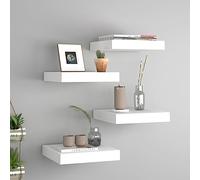 4-Pack White Floating Wall Shelves - 23x23.5x3.8 cm MDF Storage Units for Kitchen Bathroom & Living Room - Modern Decorative Display Racks for Space-Saving nization