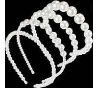 4 Pack White Pearl Headband Wedding Headbands for Bride Bridesmaids Hair Hoop Head Headband Women Bridal Hair Band Accessories Wedding Gathering