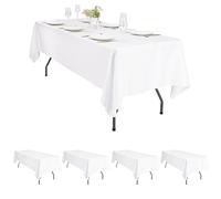 4 Pack White Rectangle Tablecloth 60×126 inch Table Cloth Polyester,White Tablecloths for Rectangle Tables Waterproof Stain Resistant Washable Rectangle Table Cover in Bulk for Wedding Party Buffet