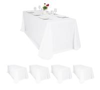 4 Pack White Rectangle Tablecloth 90×132 inch Table Cloth Polyester,White Tablecloths for Rectangle Tables Waterproof Stain Resistant Washable Rectangle Table Cover in Bulk for Wedding Party Buffet